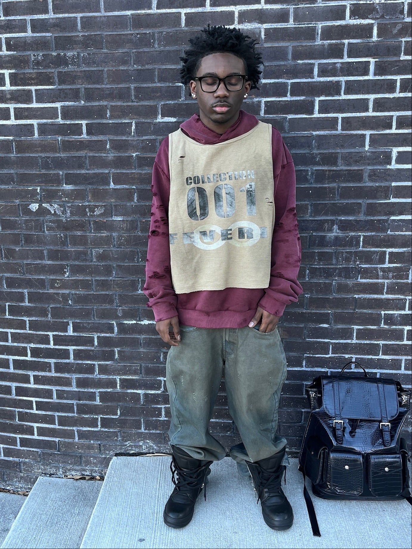 Burgundy 'Forever' Vested Hoodie